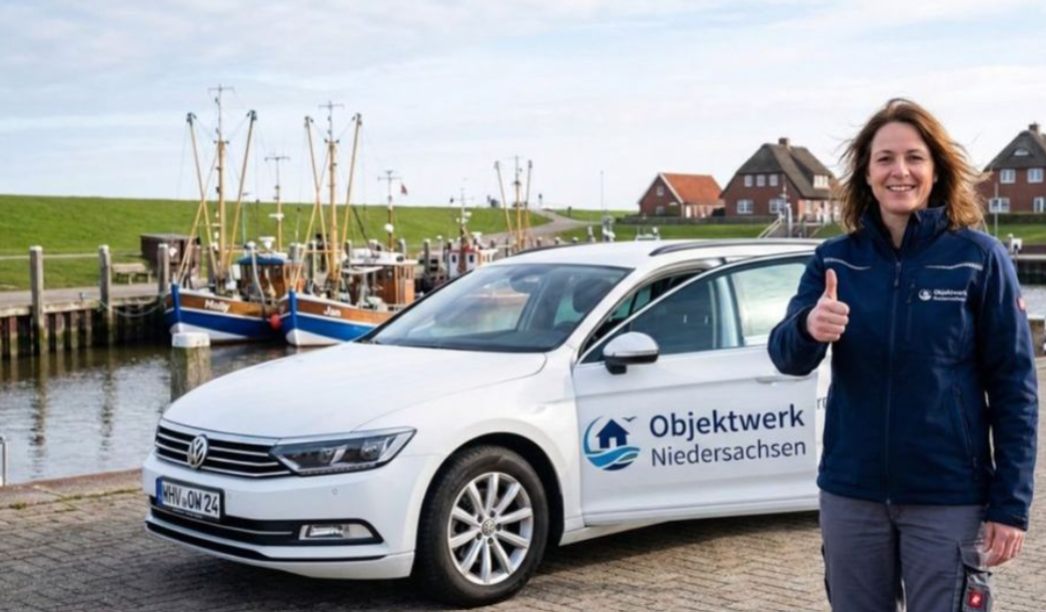 Objektwerk Niedersachsen Teammitglied mit Einsatzfahrzeug